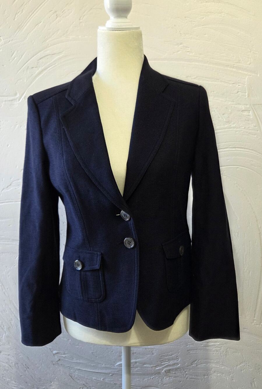 Talbots Jacket Woman's Size 6P Black Cotton Lined Long Sleeve Blazer